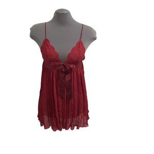 Victoria's Secret Babydoll Lingerie Sexy Red Lace Sheer Camisole Top Size Small